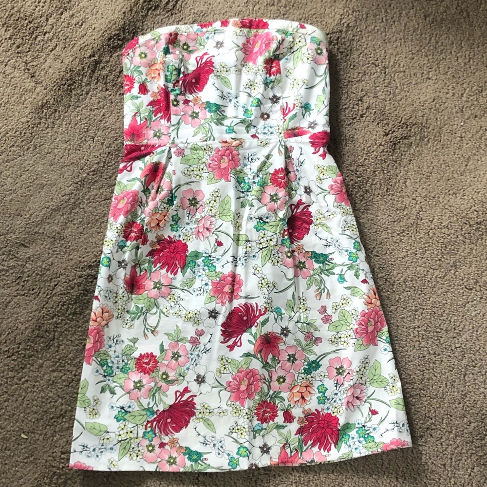 Spring Floral Strapless Dress